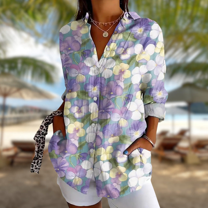 Alina Tropical Petals Blouse - Elena Harper