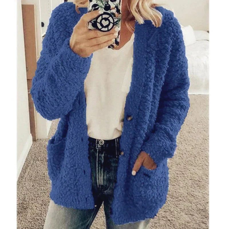 Fluffy Cardigan with Pockets for Women