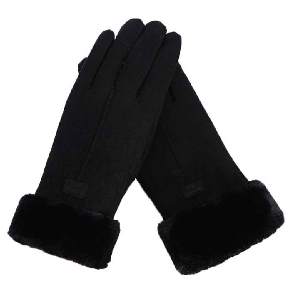 Fluffy Gloves with Lining and Touchscreen for Women