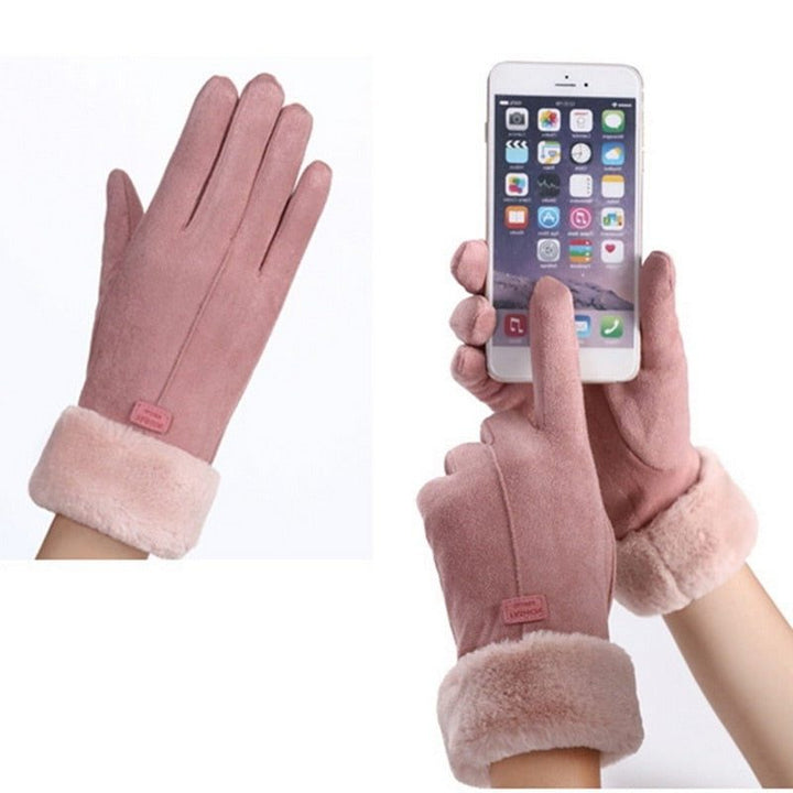 Fluffy Gloves with Lining and Touchscreen for Women