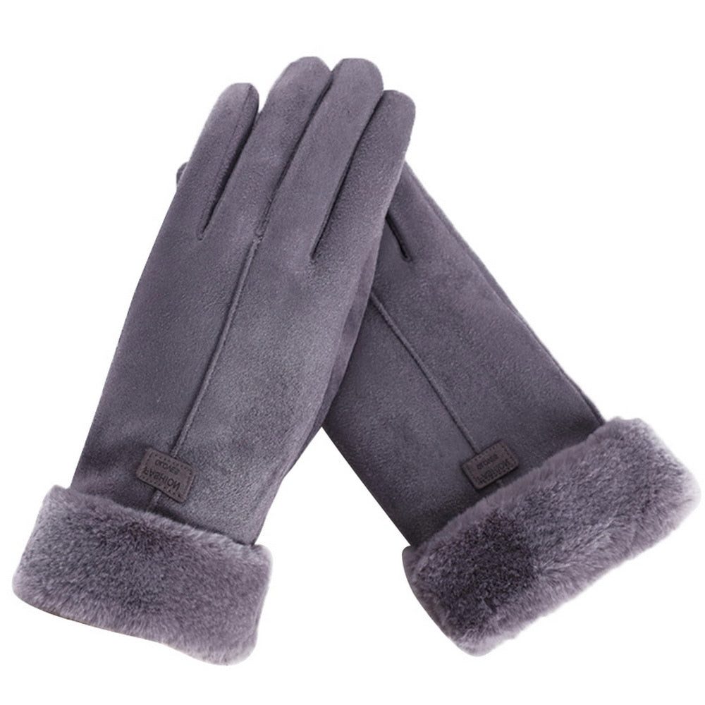 Fluffy Gloves with Lining and Touchscreen for Women