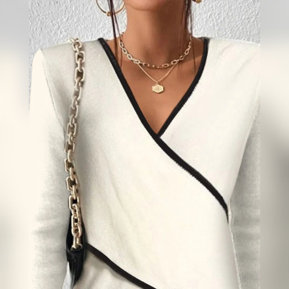 Arceline Soft-Touch V-Neck Sweater, view 2 - Elena Harper