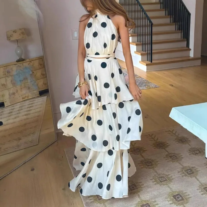 Emma & Rose Cape Town Luna polka dot set featuring elegant fabric and classic design, perfect for timeless fashion styles.