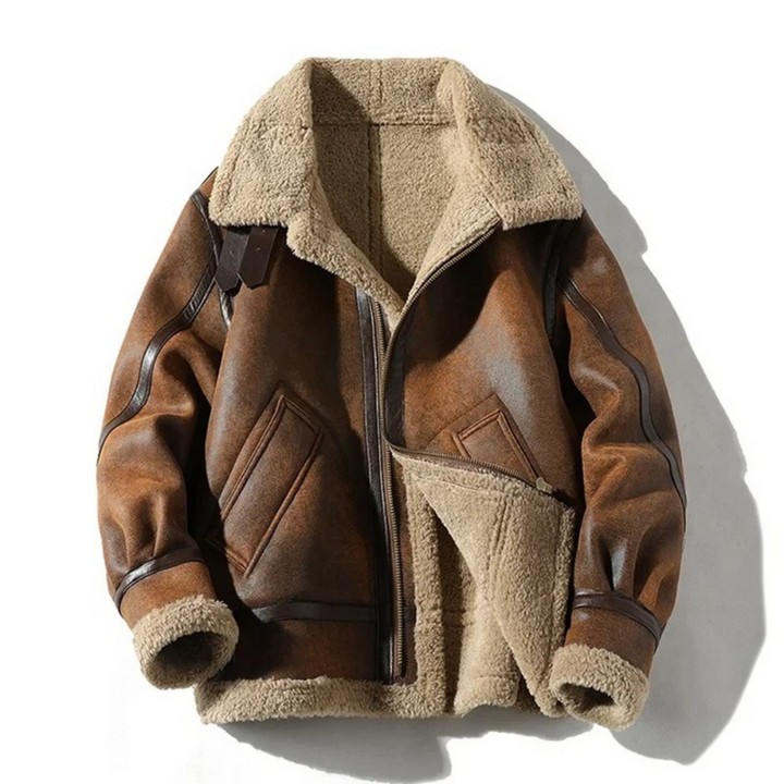 Winter Jacket Men Warm & Elegant Zipper & Collar PU - Elena Harper