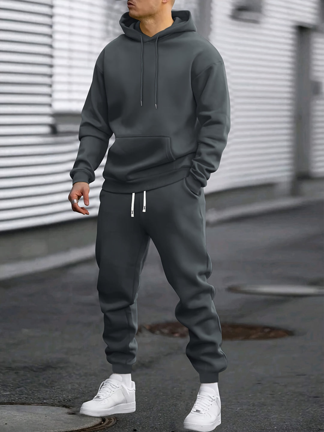 Men's Sports Set Hoodie & Jogging Pants - Breathable Polyester