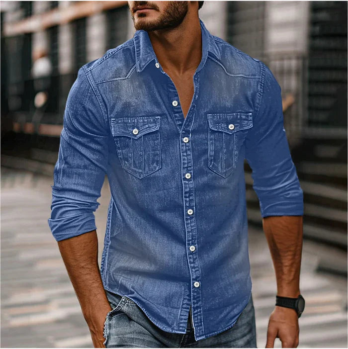 Men's Modern Slim Denim Shirt – Elegant Rugged Style