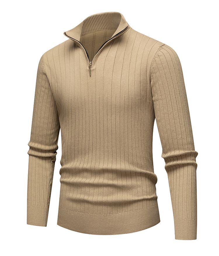 Men's Knitted Shirt | Half-Zip Collar | Warm Twisted Knit | Autumn/Winter | Polyester