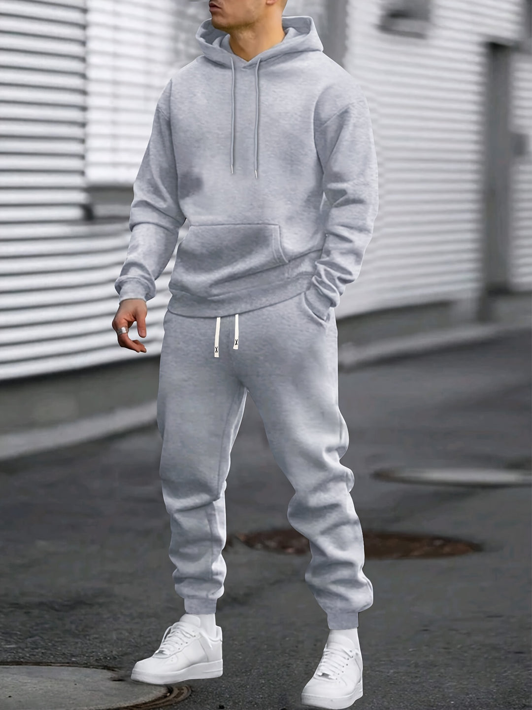 Men's Sports Set Hoodie & Jogging Pants - Breathable Polyester