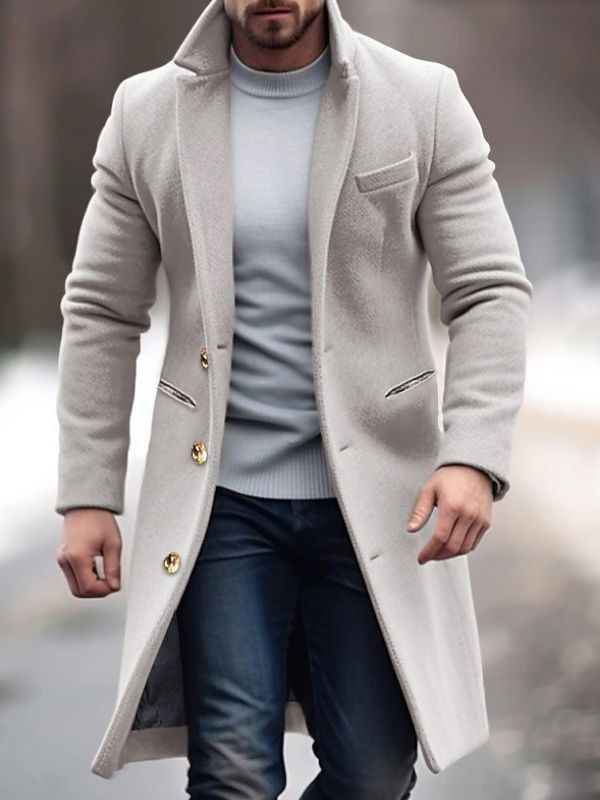 Chic and modern long coat for men with stylish button details | Siem