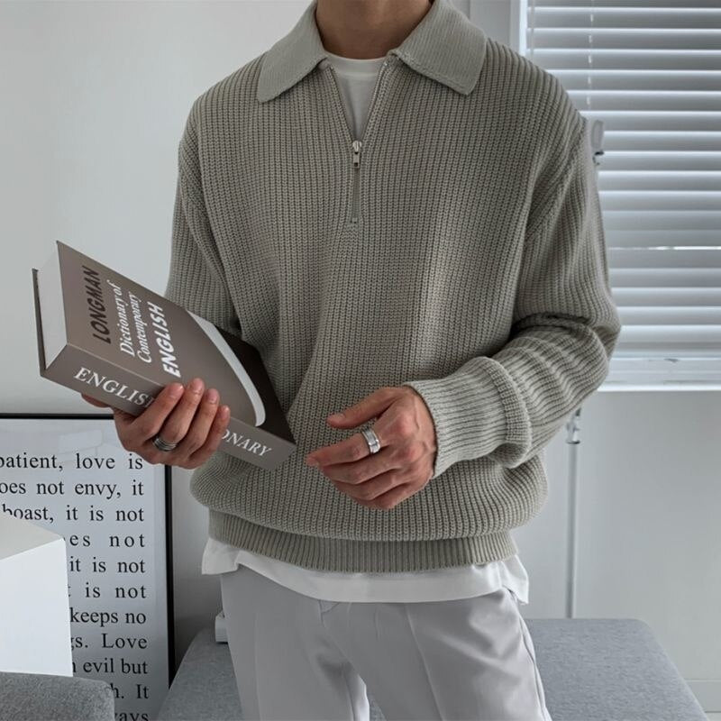 Relaxed half-zip sweater for men with ultimate comfort and casual style | Dex