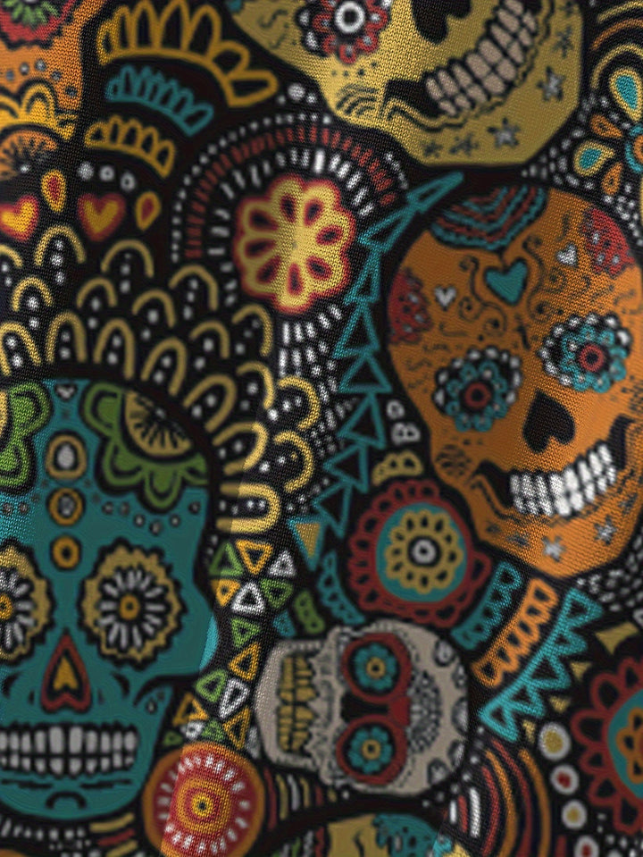 Men's Boardshorts | Ethnic Skull Print | With Drawstring & Pockets