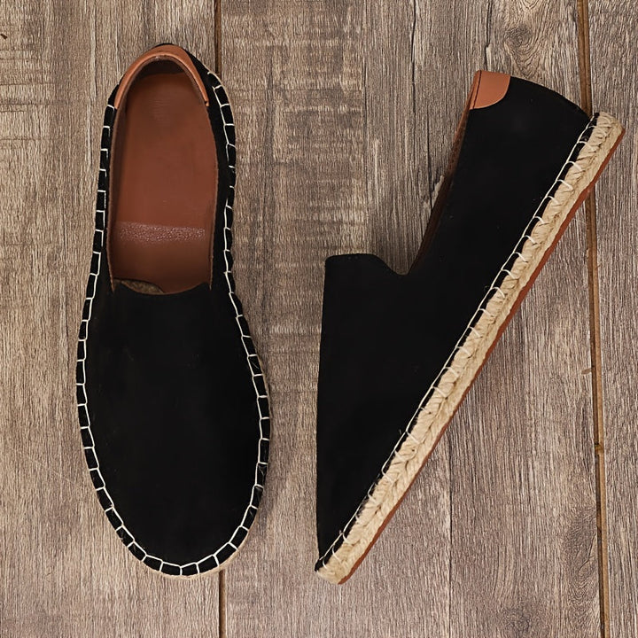 Men's Loafers Breathable & Handmade Linen Sole & Canvas Casual Slip-On, view 3 - Elena Harper