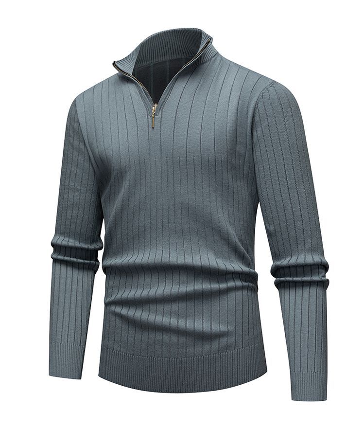 Men's Knitted Shirt | Half-Zip Collar | Warm Twisted Knit | Autumn/Winter | Polyester