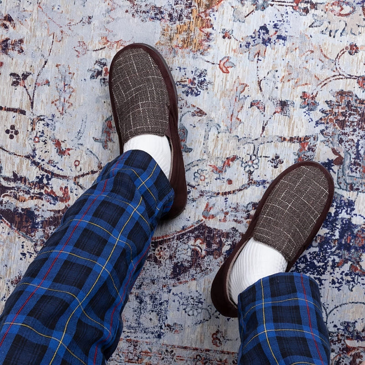 Loafers Men | Warm Slippers | Checked Design & Non-Slip Sole