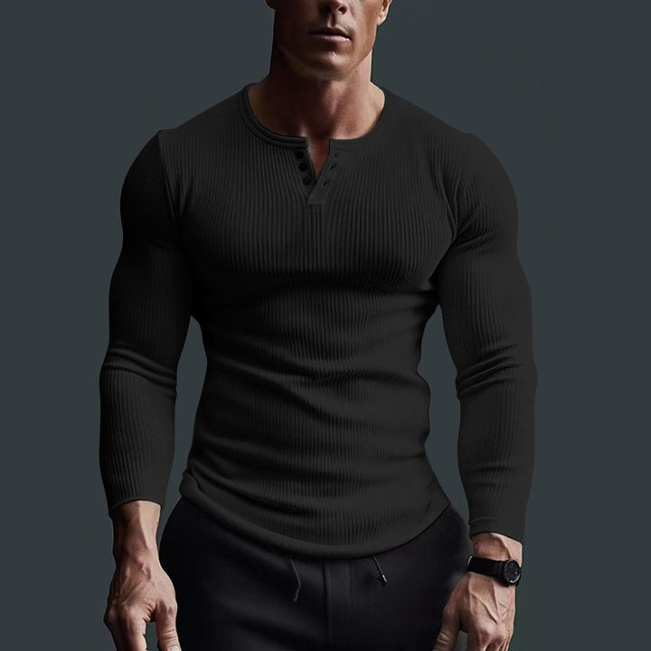 Men's Henley Shirt | Knitted & Stretch | Long Sleeve | Casual Spring Style