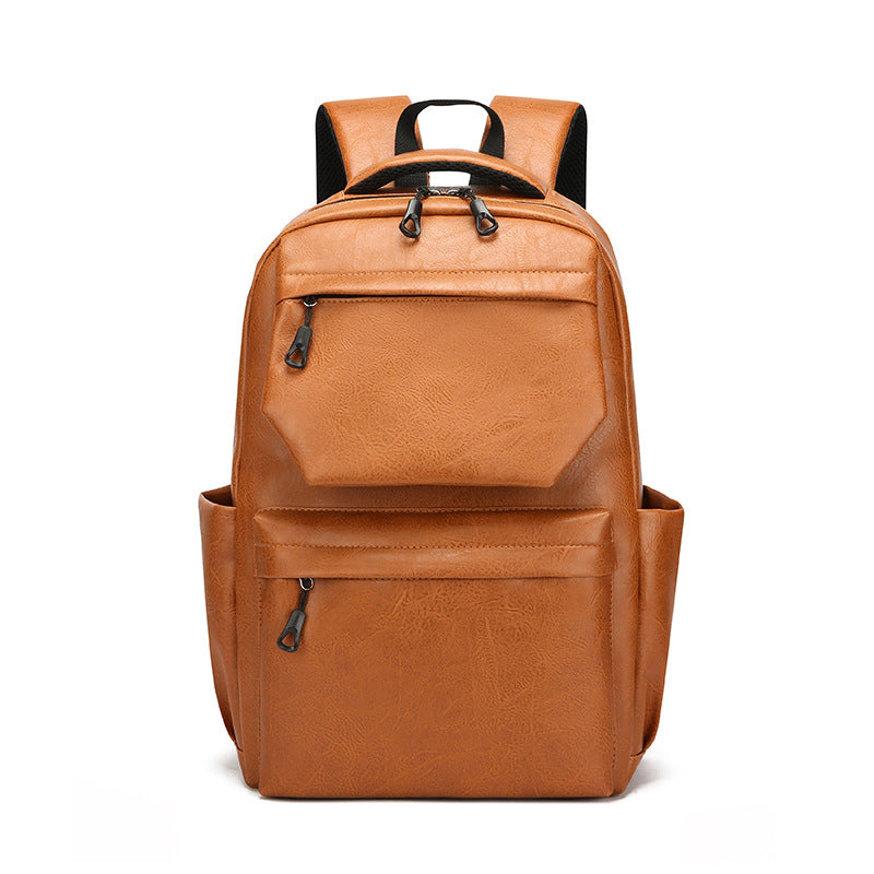 Men's Backpack | Large Capacity | Lightweight & Adjustable Strap | PU with Side Thread Detail
