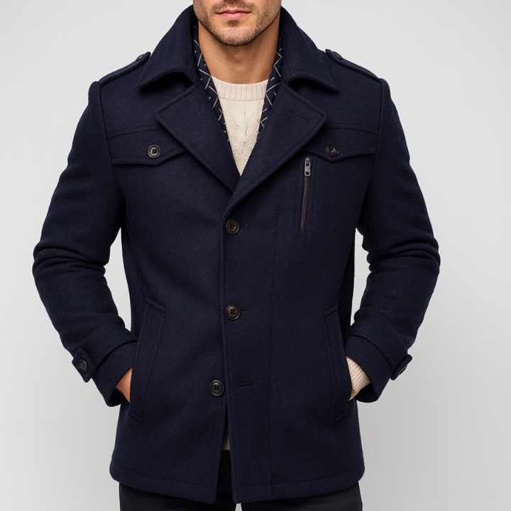 Winter Jacket for Men | Warm Mid-Length Coat | Classic Trenchcoat Design