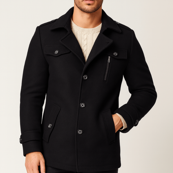 Winter Jacket for Men | Warm Mid-Length Coat | Classic Trenchcoat Design