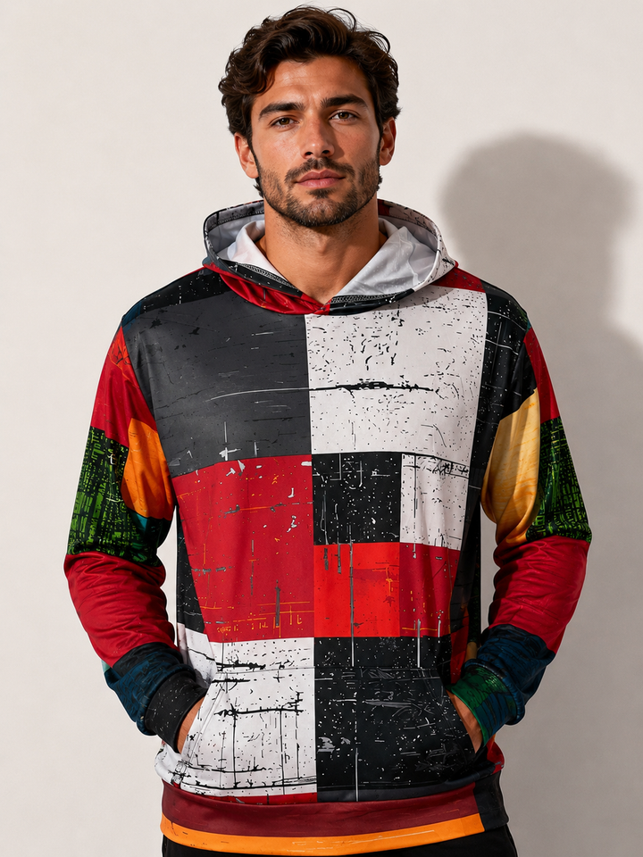 Men's Hoodie | 3D Checkered Print | Streetstyle & Casual | Polyester