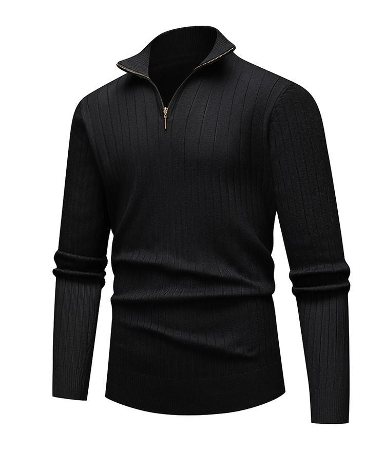 Men's Knitted Shirt | Half-Zip Collar | Warm Twisted Knit | Autumn/Winter | Polyester