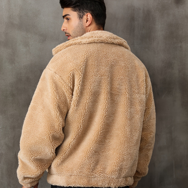 Winter Jacket for Men | Warm Jacket with Fur Lining | Zipper & Stand-Up Collar