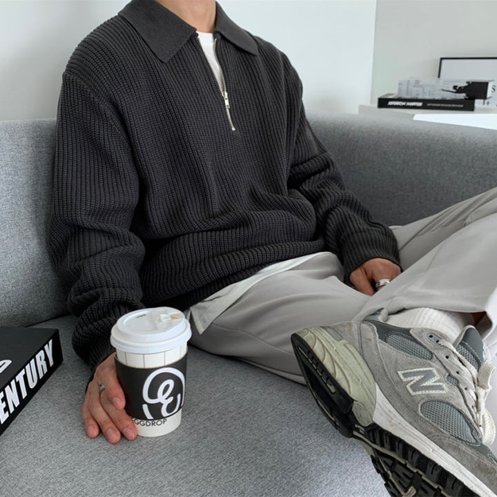 Relaxed half-zip sweater for men with ultimate comfort and casual style | Dex