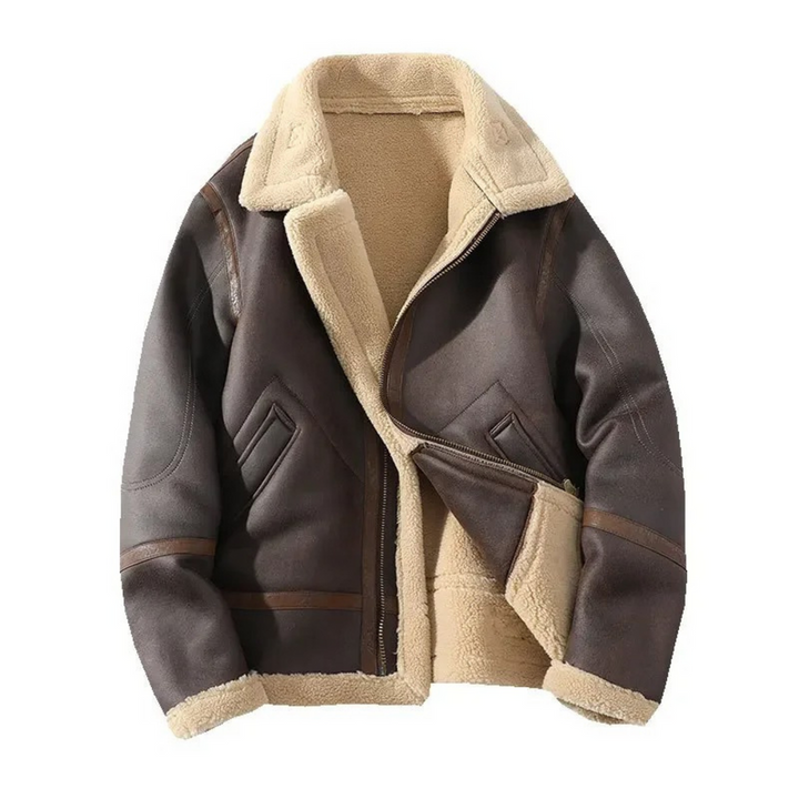 Winter Jacket Men Warm & Elegant Zipper & Collar PU, view 3 - Elena Harper