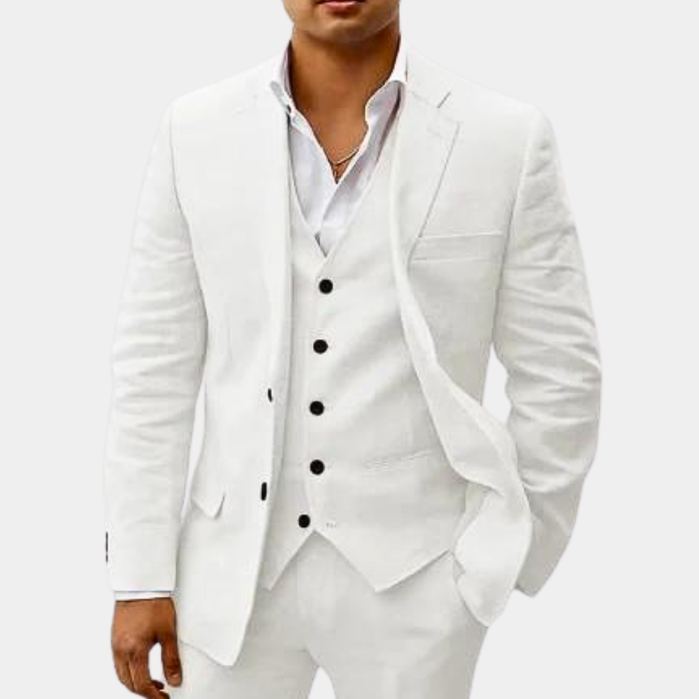Men's Linen Suit 3-Piece Classic & Breathable Wedding & Summer Look, view 5 - Elena Harper