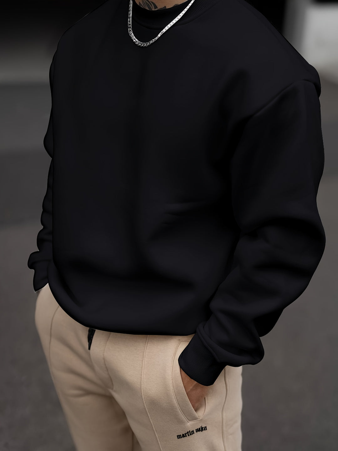 Men's Sweaters | Solid Color Sweatshirt | Crew Neck & Versatile Style