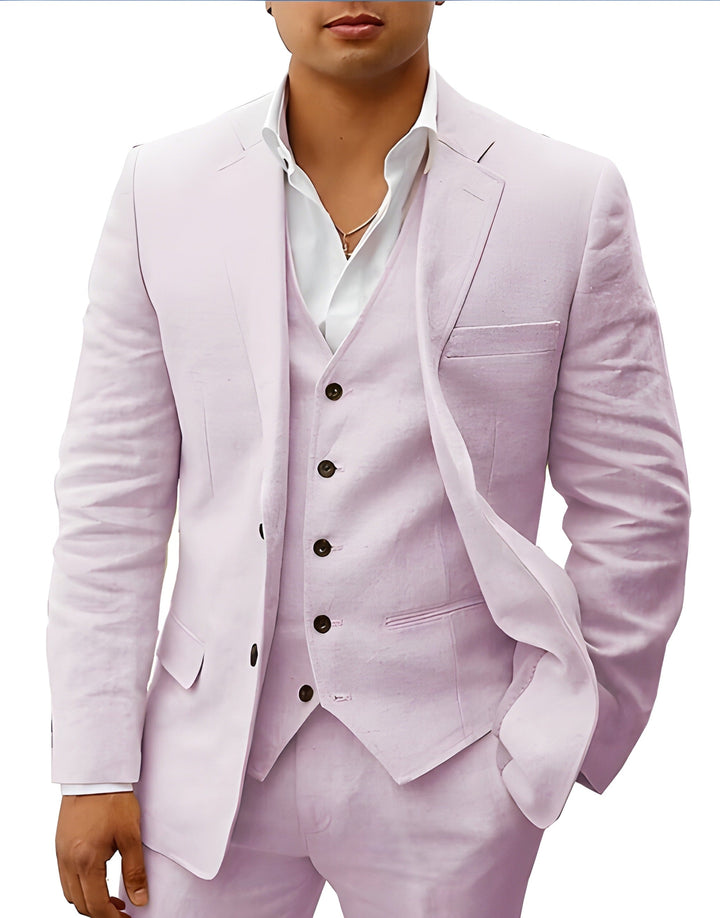 Men's Linen Suit 3-Piece Classic & Breathable Wedding & Summer Look, view 10 - Elena Harper