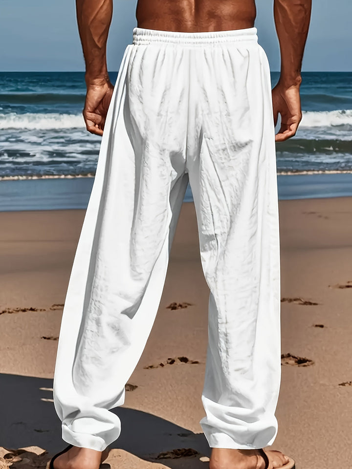 Men's Yoga & Beach Pants | Cotton-Linen | Loose Fit & Drawstring | Breathable & Comfortable