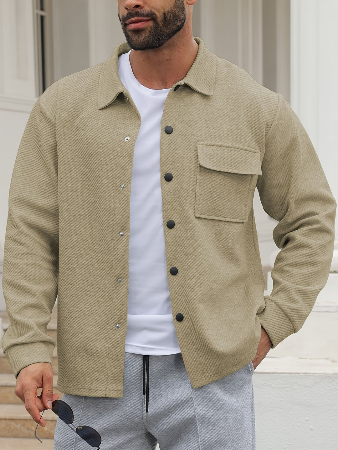 Men's Casual Jacket | Stylish & Fashionable | Light Stretch & Woven | Solid Color