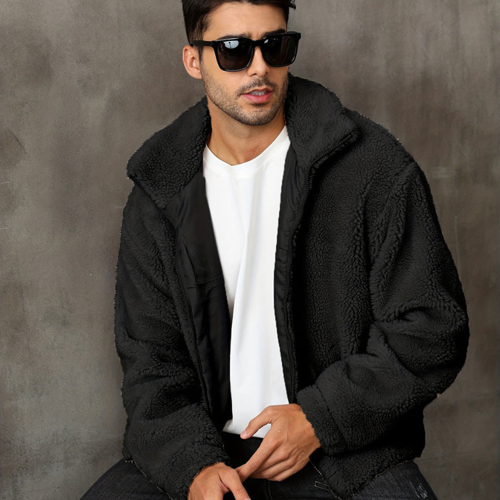 Winter Jacket for Men | Warm Jacket with Fur Lining | Zipper & Stand-Up Collar