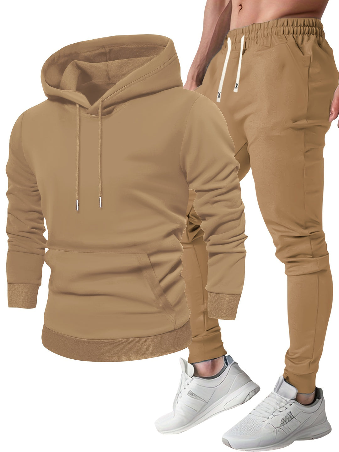 Men's Sports Set Hoodie & Jogging Pants - Breathable Polyester