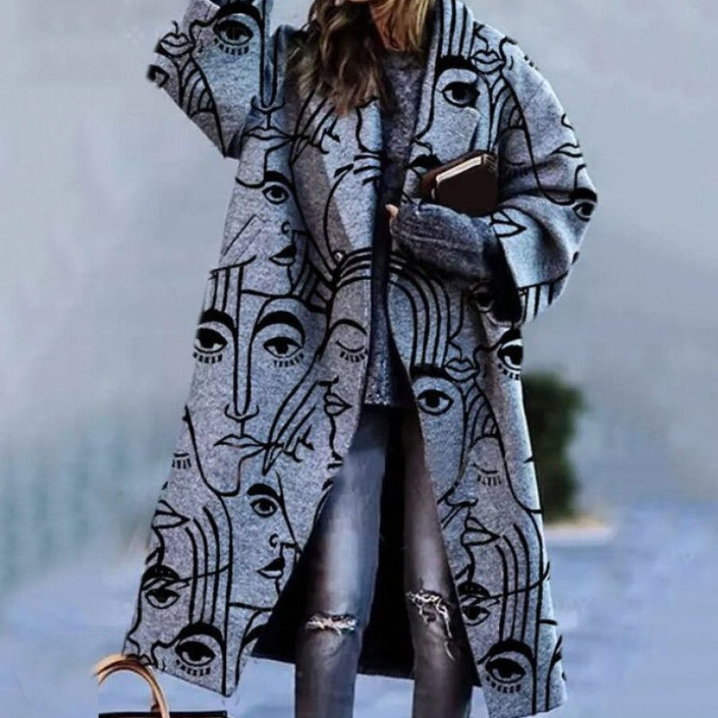 Women's Knitted Coat with Texture – Warm Winter Jacket