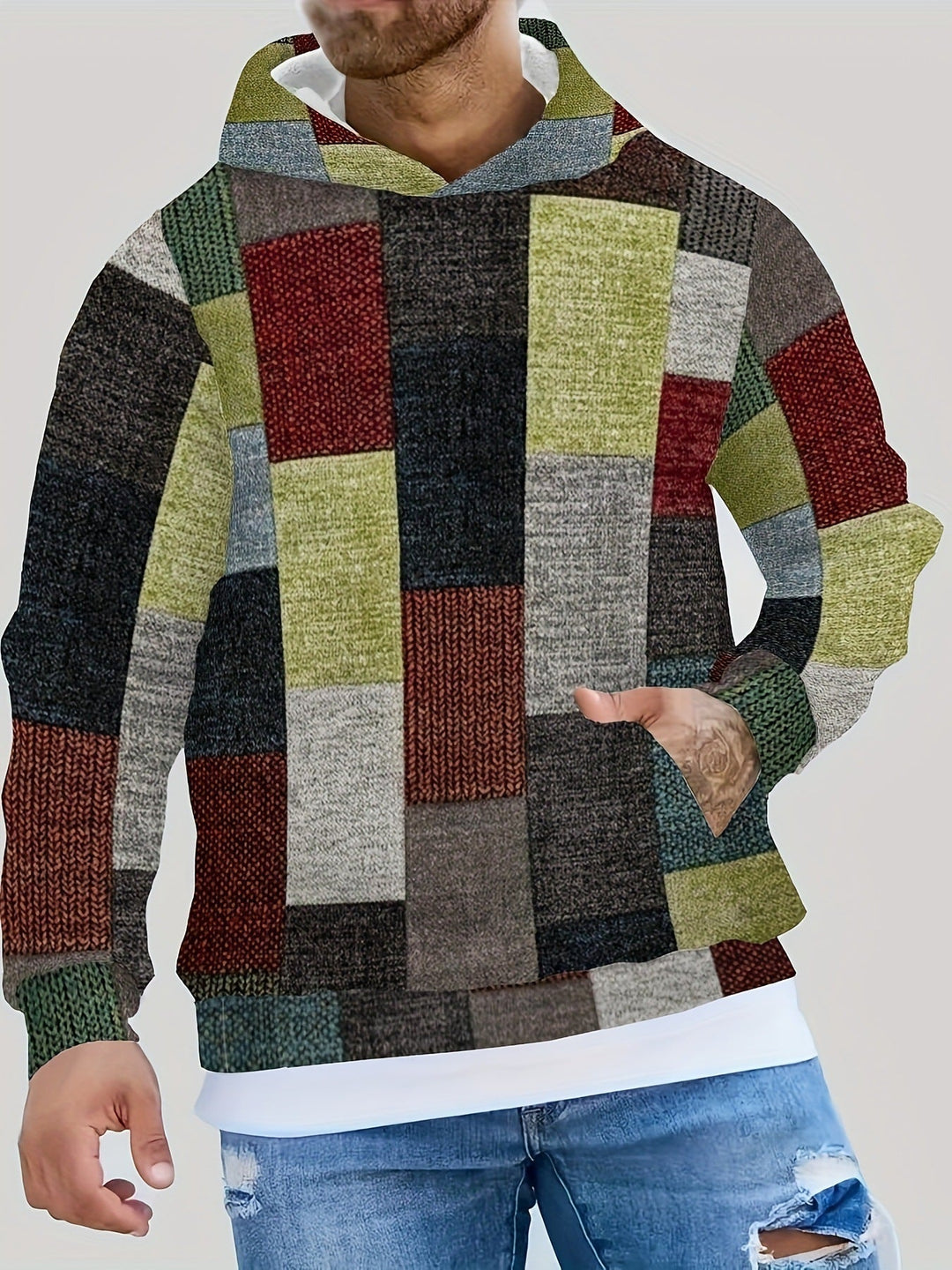 Men's Hoodie | 3D Checkered Print | Streetstyle & Casual | Polyester