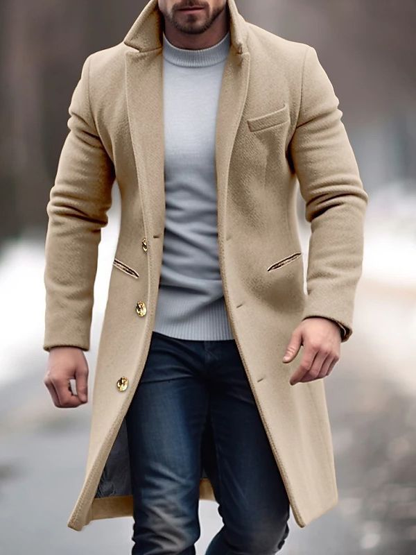 Chic and modern long coat for men with stylish button details | Siem