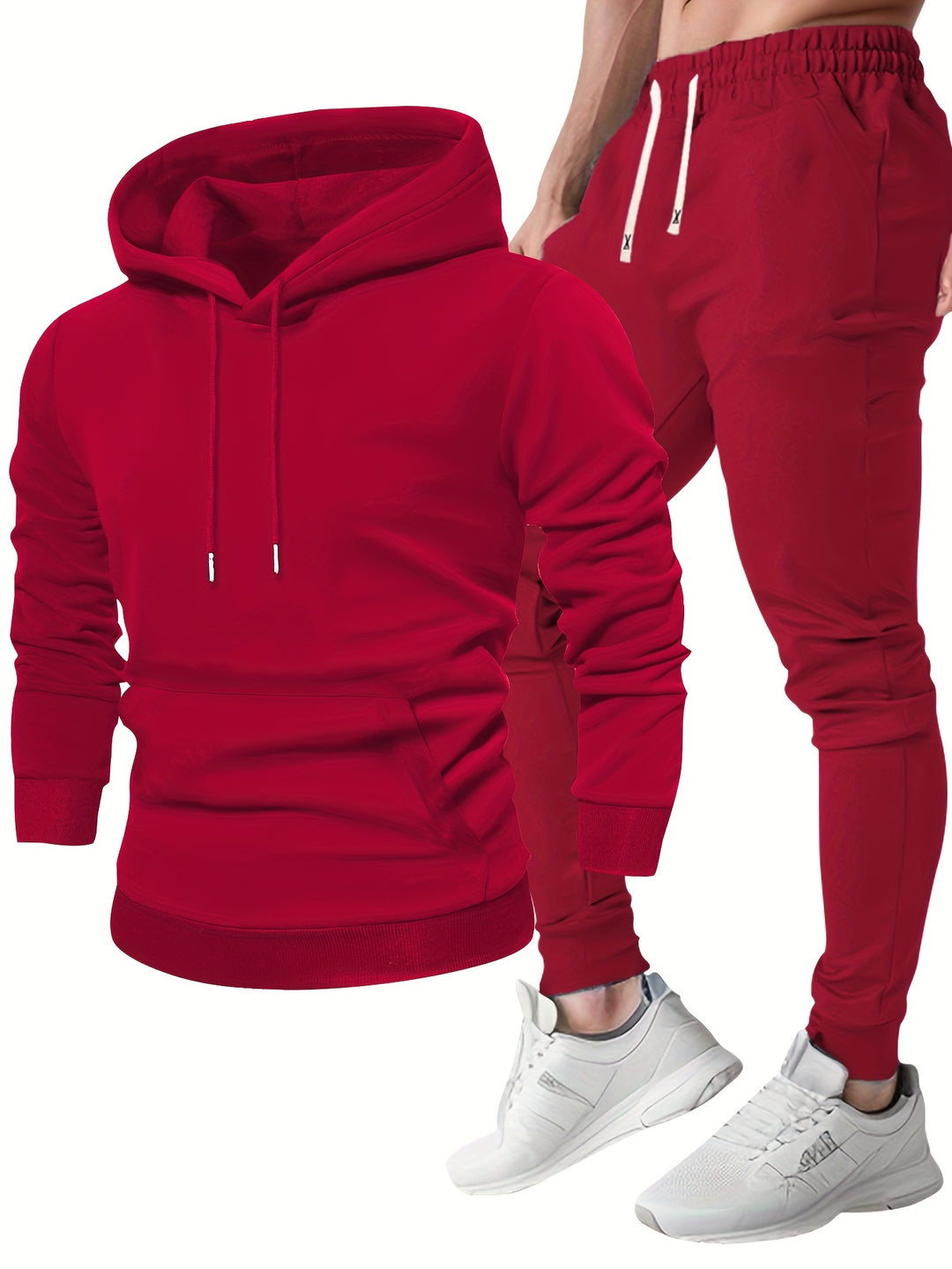 Men's Sports Set Hoodie & Jogging Pants - Breathable Polyester