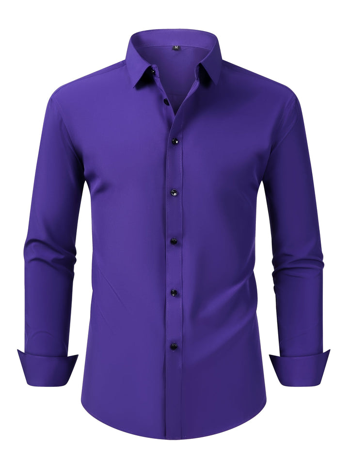 Men's Shirt Long Sleeves & Notch Collar Breathable & Comfortable Polyester, view 2 - Elena Harper