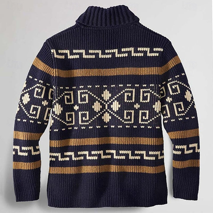 Sawyer Patterned Zip Cardigan, view 3 - Elena Harper