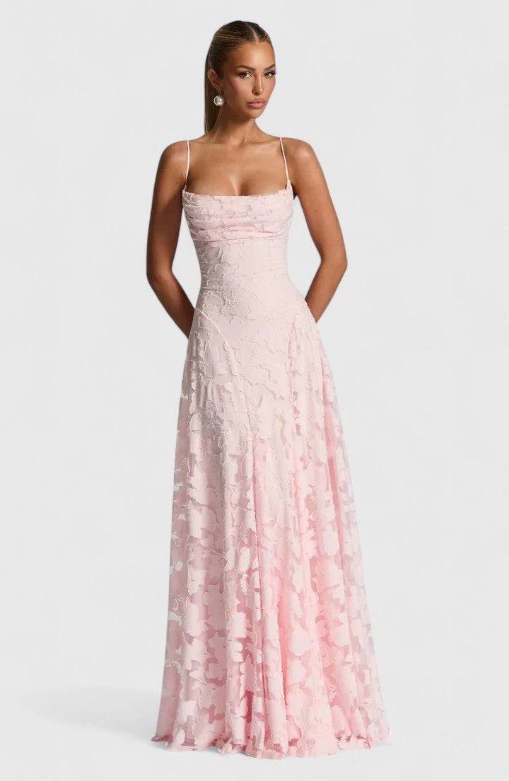 Gwenn™ elegant maxi dress by Emma & Rose Cape Town, flowy fabric with a fitted bodice and full-length skirt, stylish for formal occasions