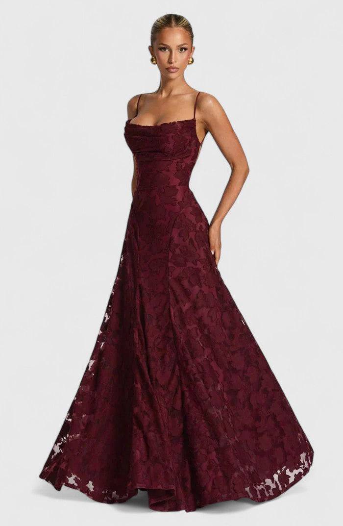 Gwenn™ elegant maxi dress by Emma & Rose Cape Town, flowing fabric with a sophisticated design, perfect for formal occasions.
