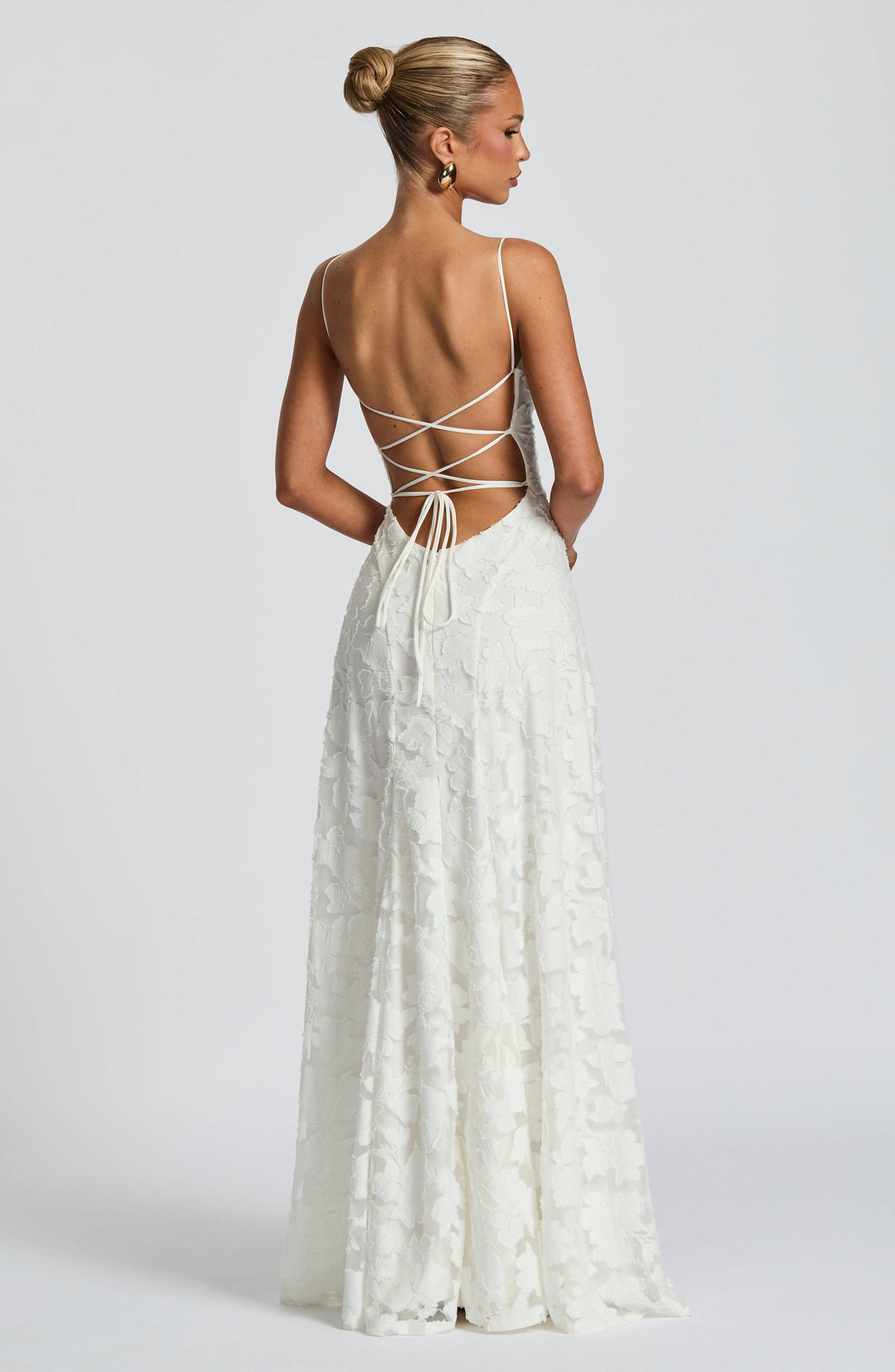 Ivory Maevy™ Elegant Maxi Dress by Emma & Rose Cape Town, flowing fabric and stylish design for special occasions.