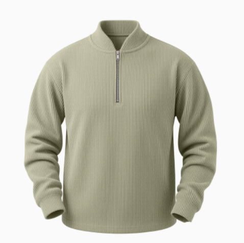 Frederik Structured Troyer Sweater with Stand-Up Collar, view 3 - Elena Harper