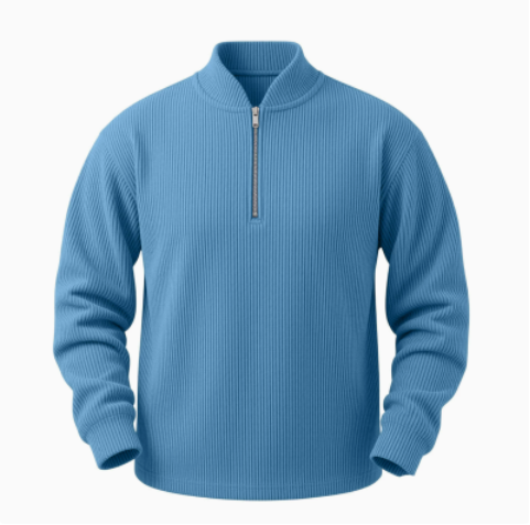 Frederik Structured Troyer Sweater with Stand-Up Collar, view 4 - Elena Harper