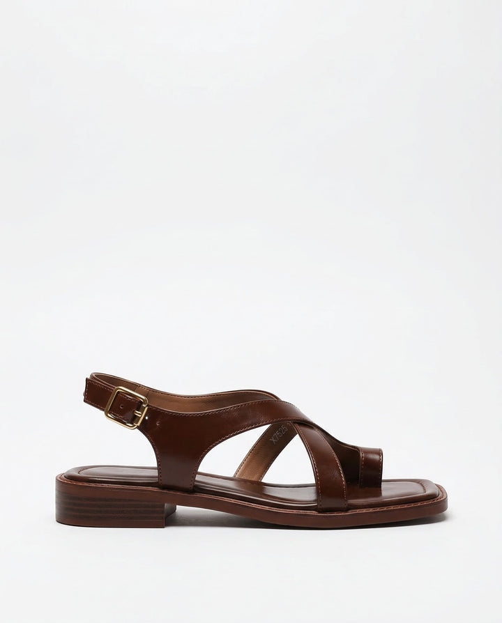 Crossover Strap Low Heel Sandals