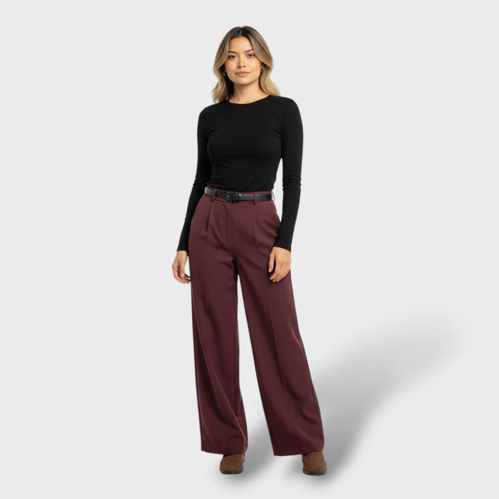 Wide Leg Tailored Pants for Women, view 5 - Elena Harper