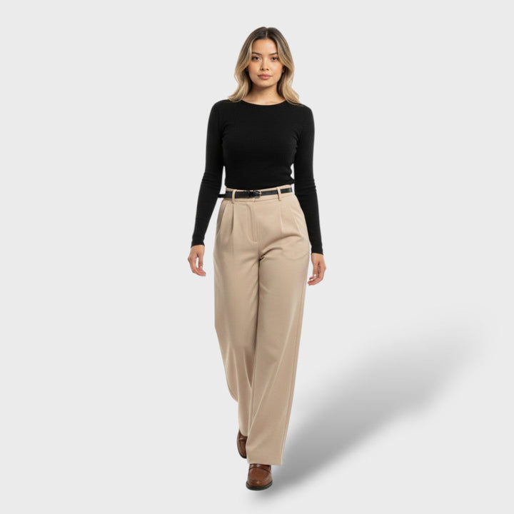 Wide Leg Tailored Pants for Women, view 3 - Elena Harper