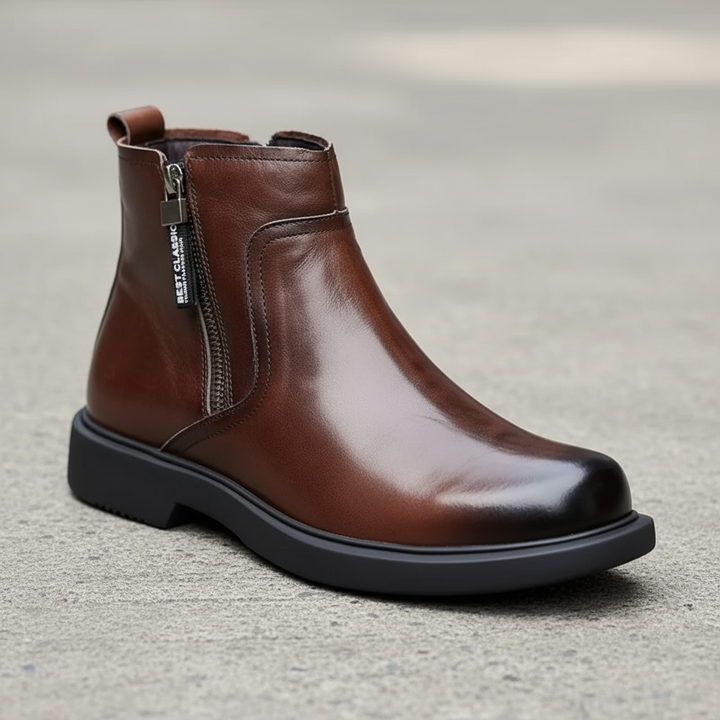 LAURENT MONACO | LEATHER ZIP BOOTS FOR MEN