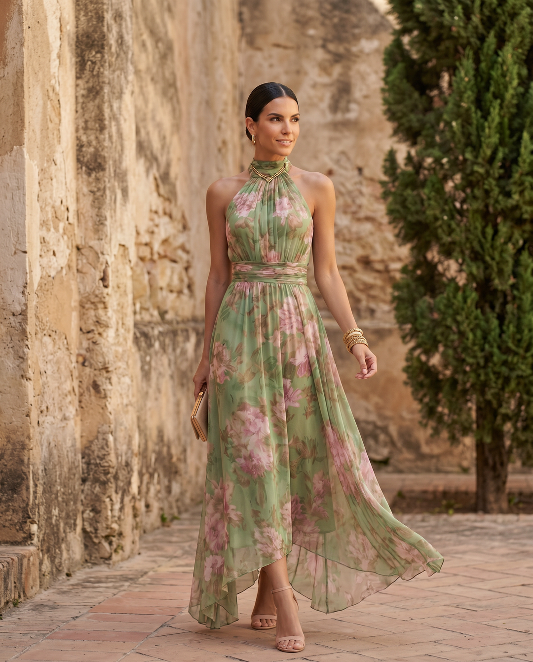 Photorealistic candid image of the Emma & Rose Cape Town Olivia Dress, featuring a stylish women's dress on a model.